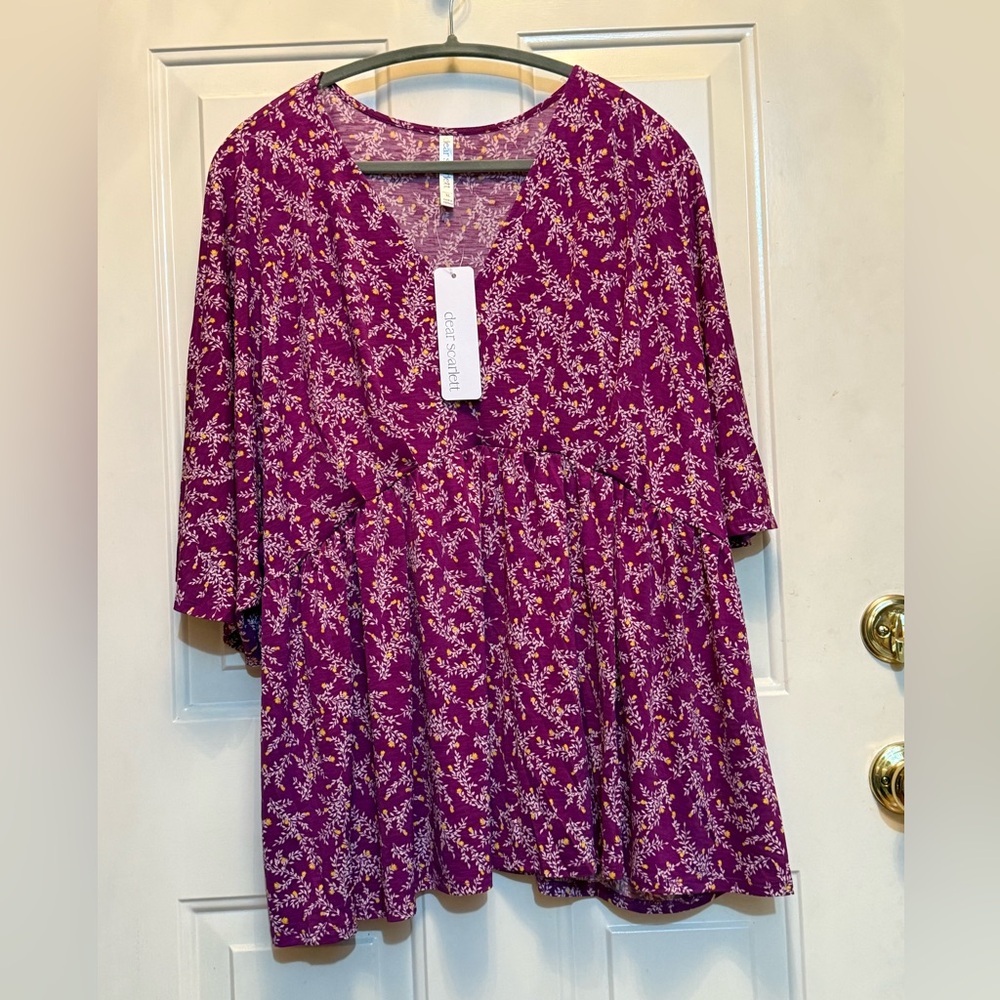 Dear Scarlett Plum Floral Blouse